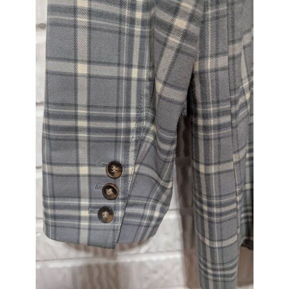 Treasure & Bond Women's Gray Plaid Pattern Long-Sleeve Blazer Jacket Size M - Picture 9 of 10